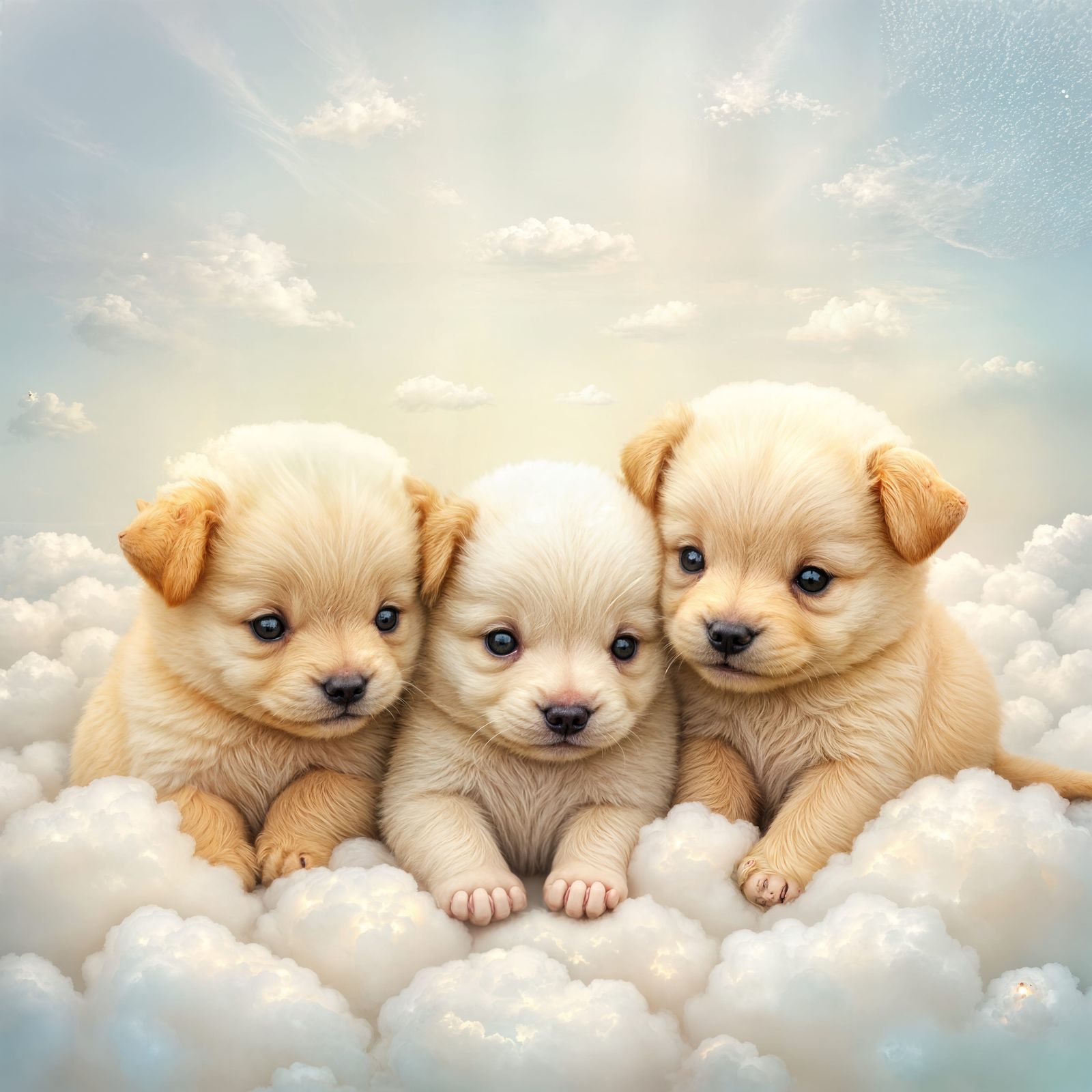 Dreamy Cloud Puppies with Ethereal Glow