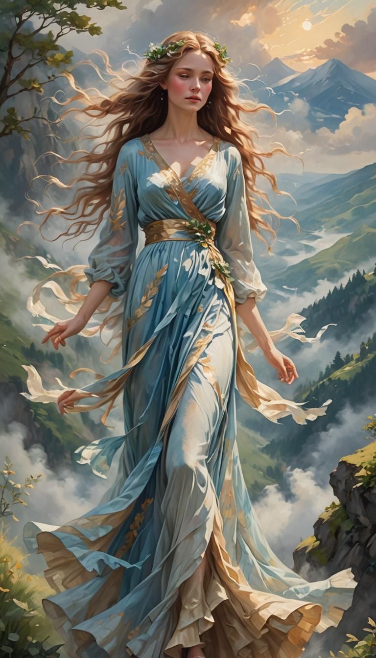 Goddess of Wind Dancing on Mountain Peaks