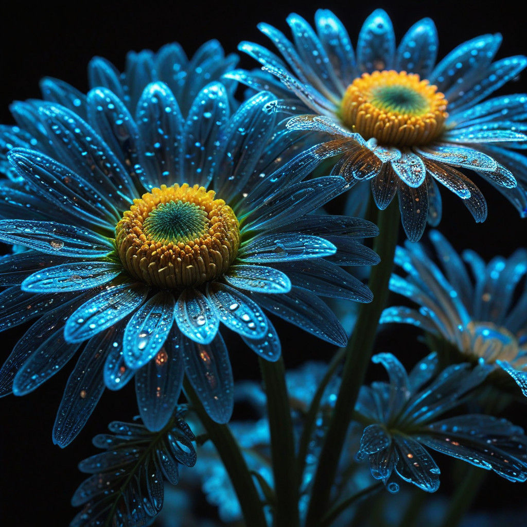 Vibrant Daisy Illuminated by Bioluminescence
