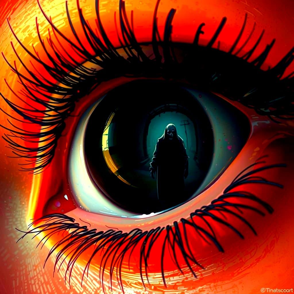 Eye Reflecting Zombie in Goya-esque Horror Style