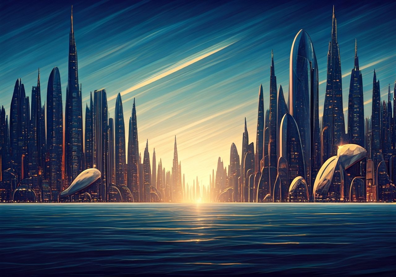 Futuristic Cityscape in Abstract Style