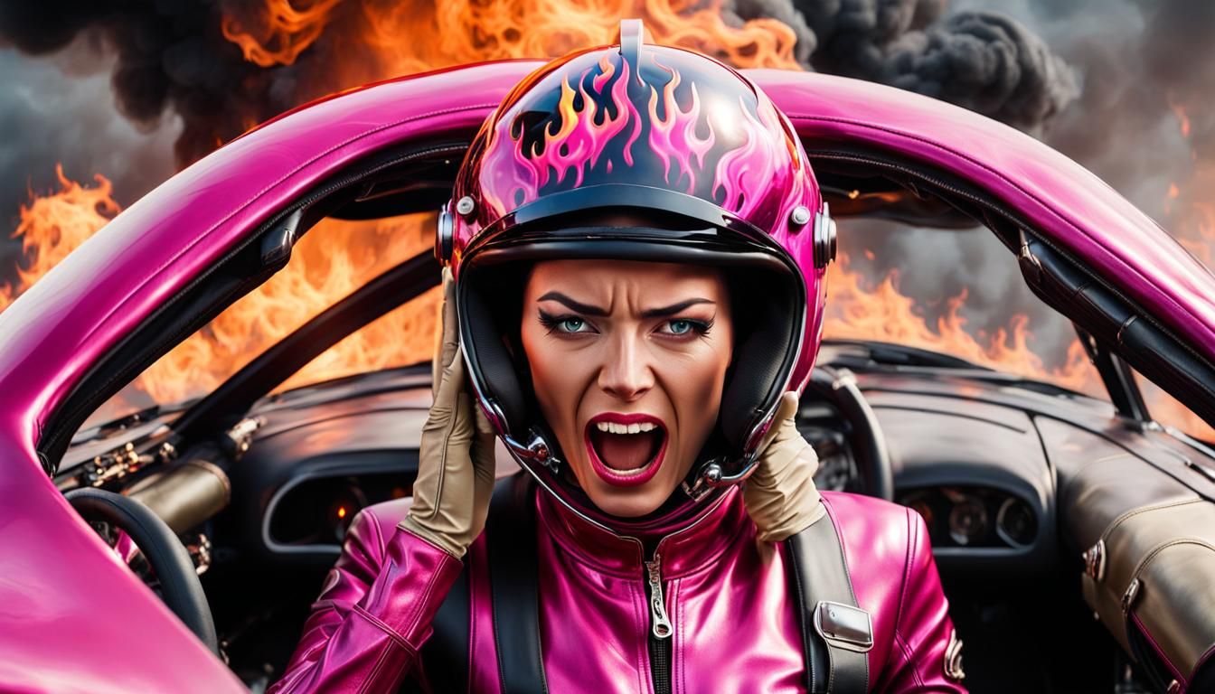 Burning Fear: Girl in Flaming Race Car