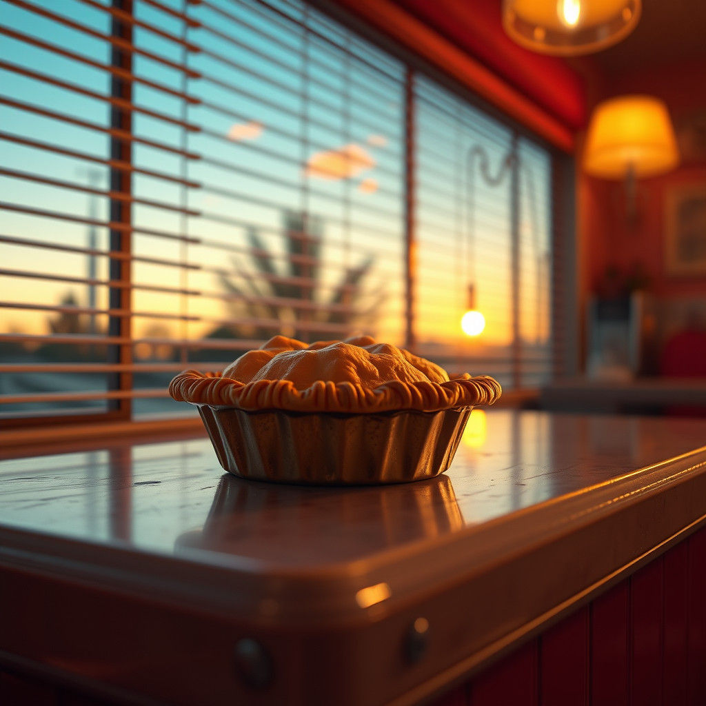 Golden Pie on Diner Counter: Matte Painting