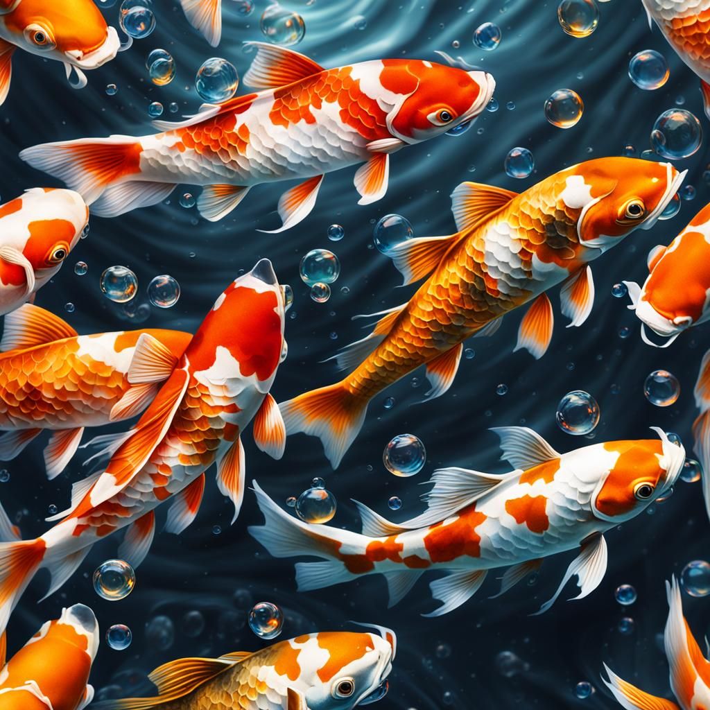 Macro Photograph of Koi Fish Swimming Underwater