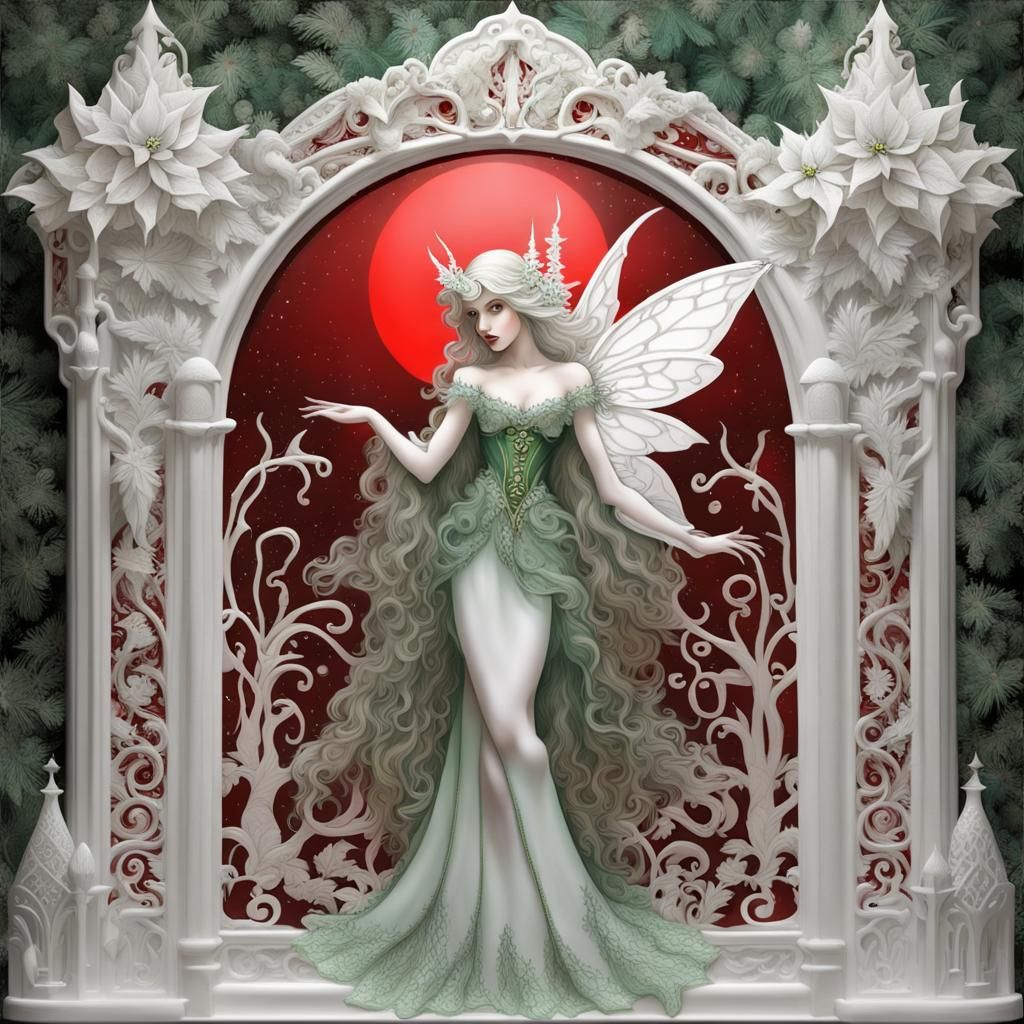 Christmas Fairy in Winter Landscape