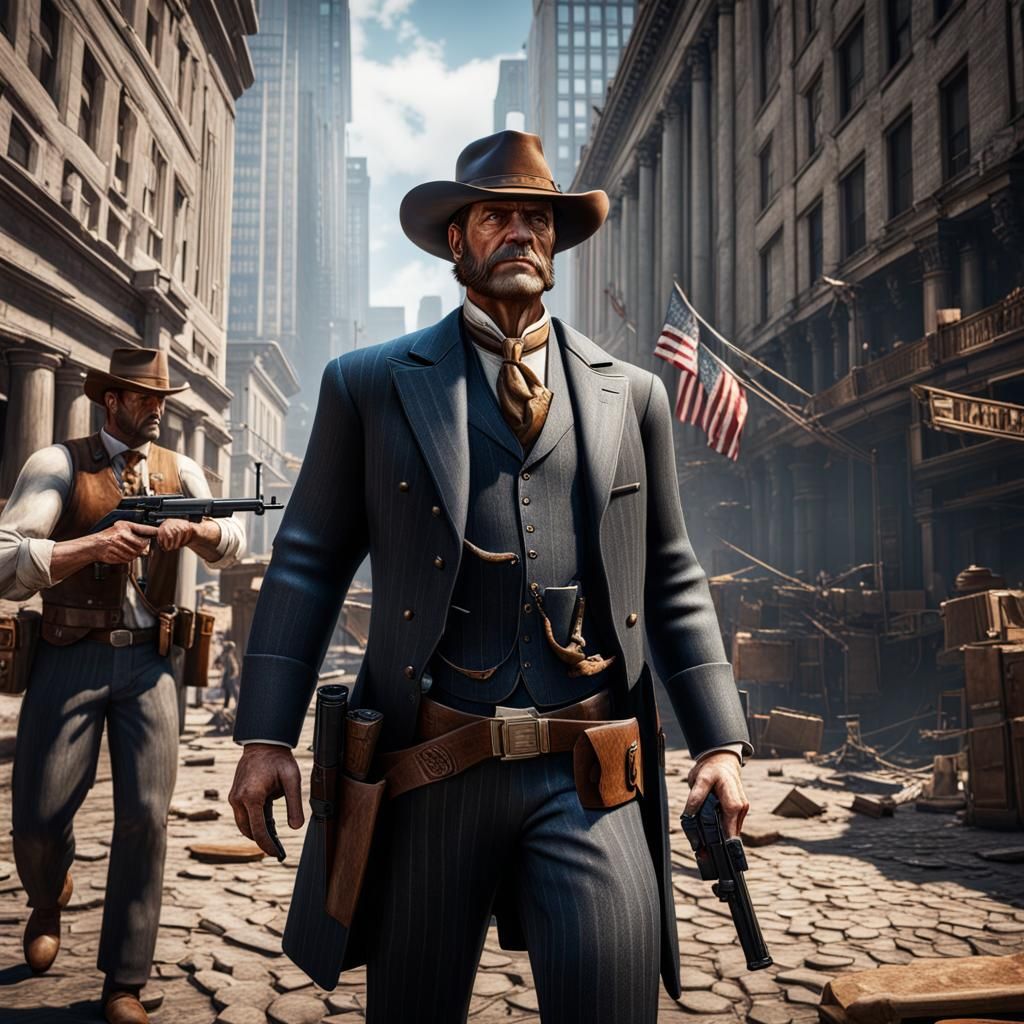 Wall Street Gunslingers in Cinematic Photographic Realism