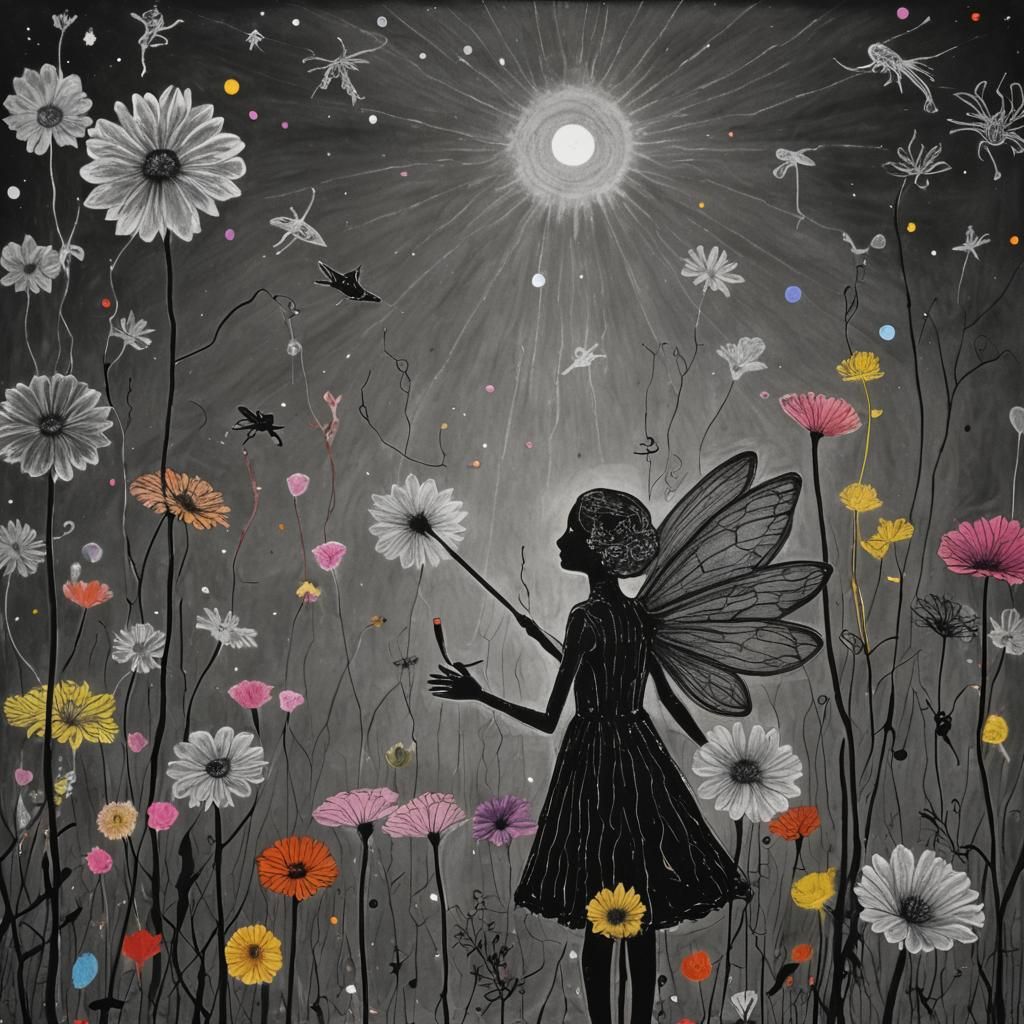 Kids Crayon drawing of the underworld ,surreal (child's drawing )of the under world, Death, the River Styx , with dead...