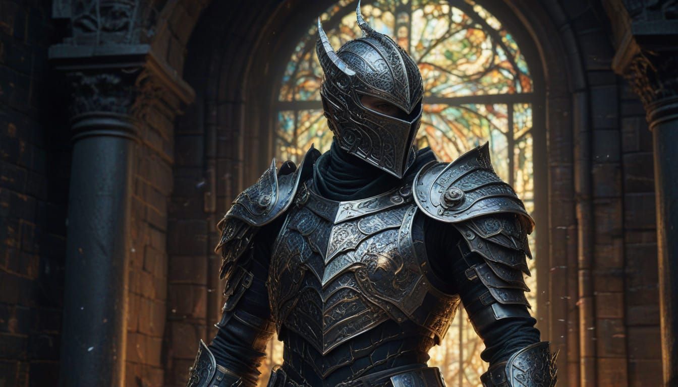 Gothic Knight in Iridescent Armor