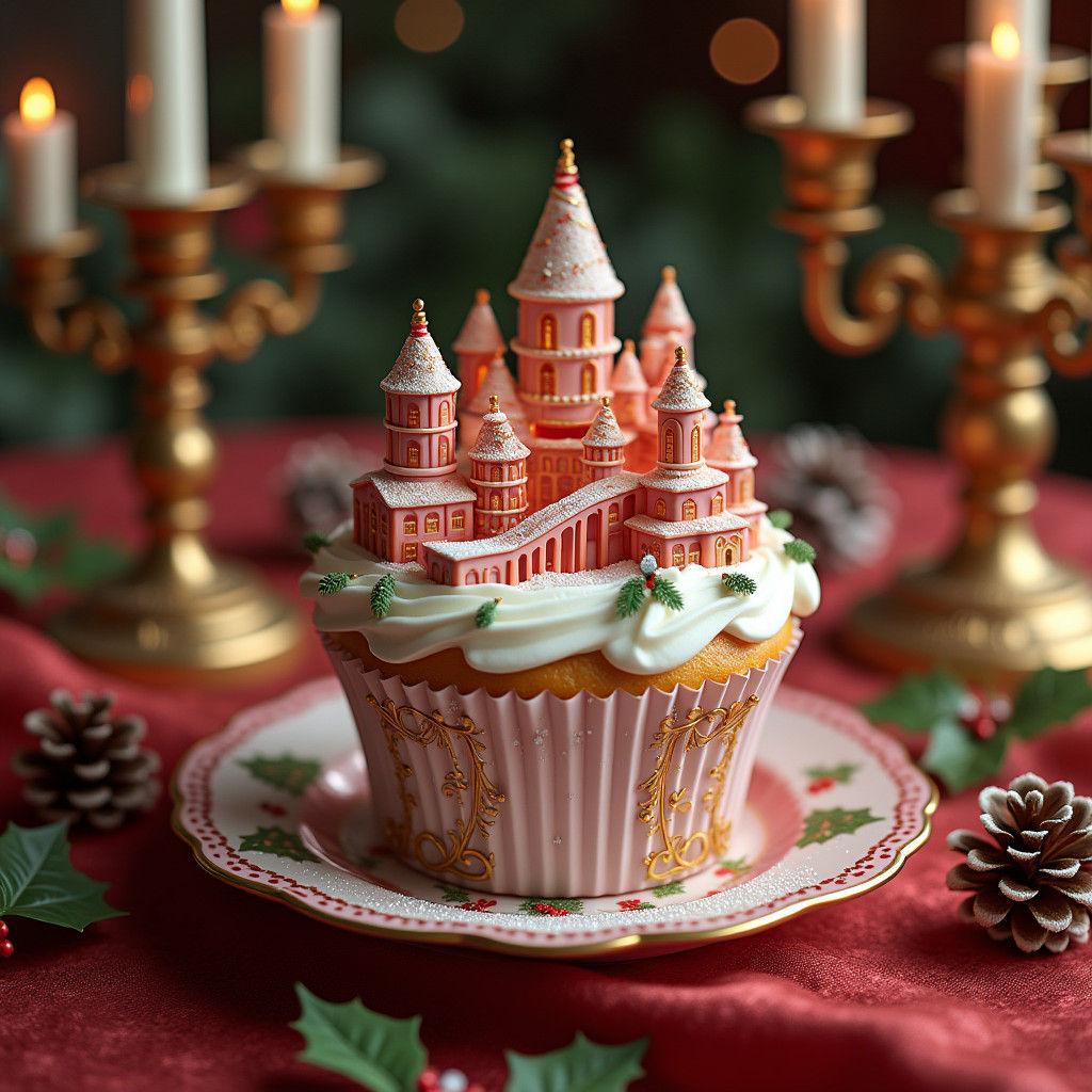 Miniature Christmas Cityscape Cupcake: Artstation Concept Ar...