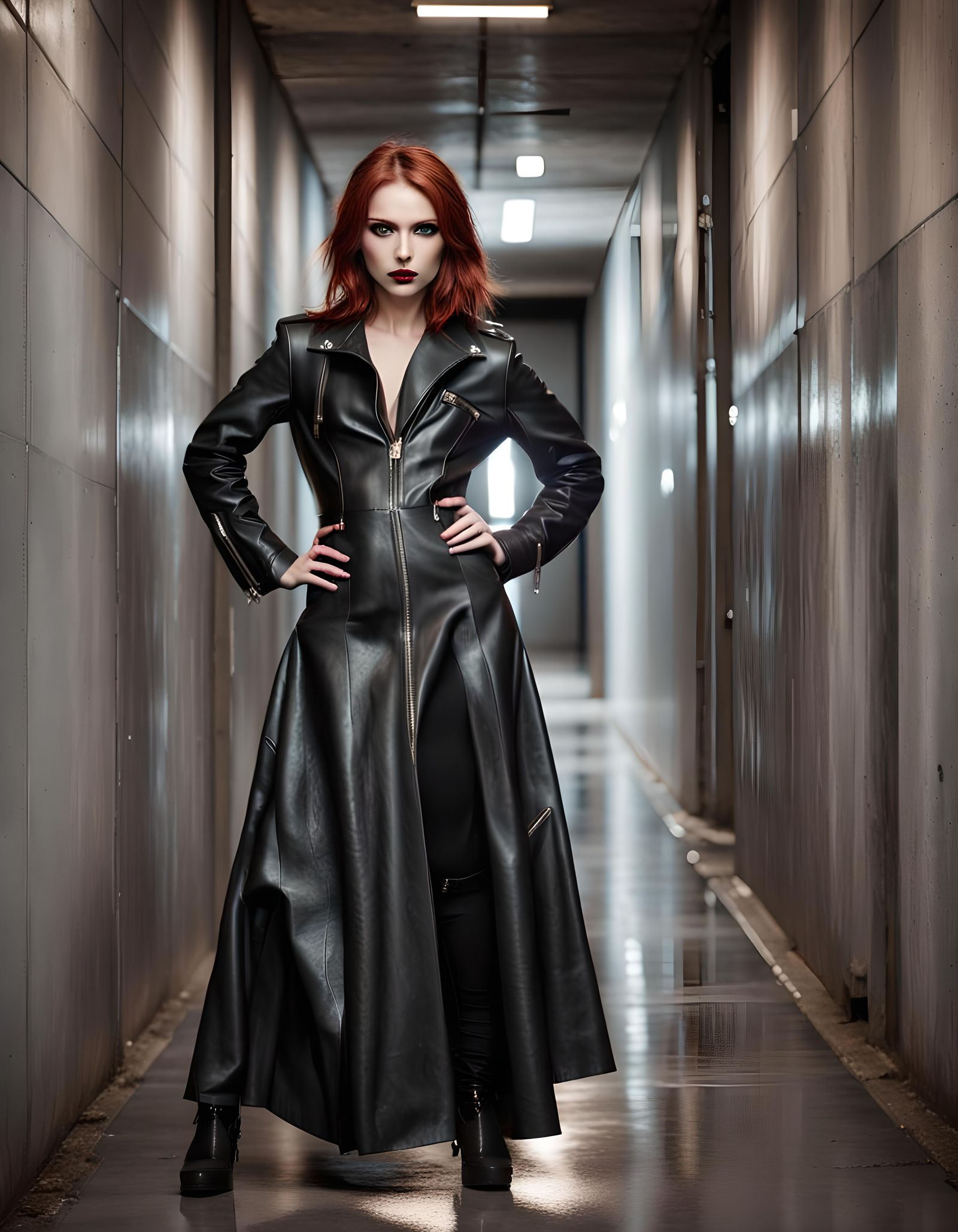 Beautiful Woman in Black Leather Jacket