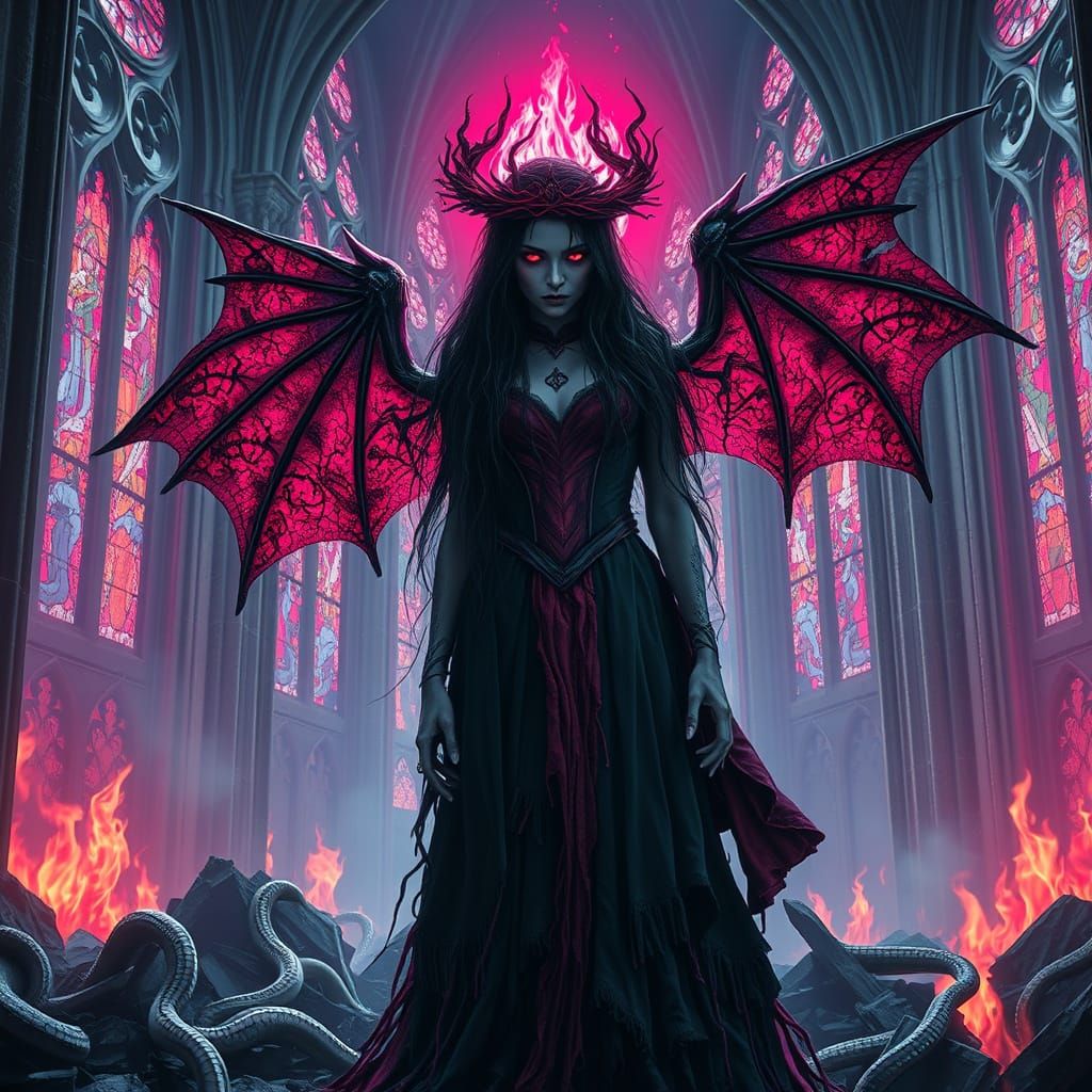 Gothic Vampire Queen in Cathedral Ruins