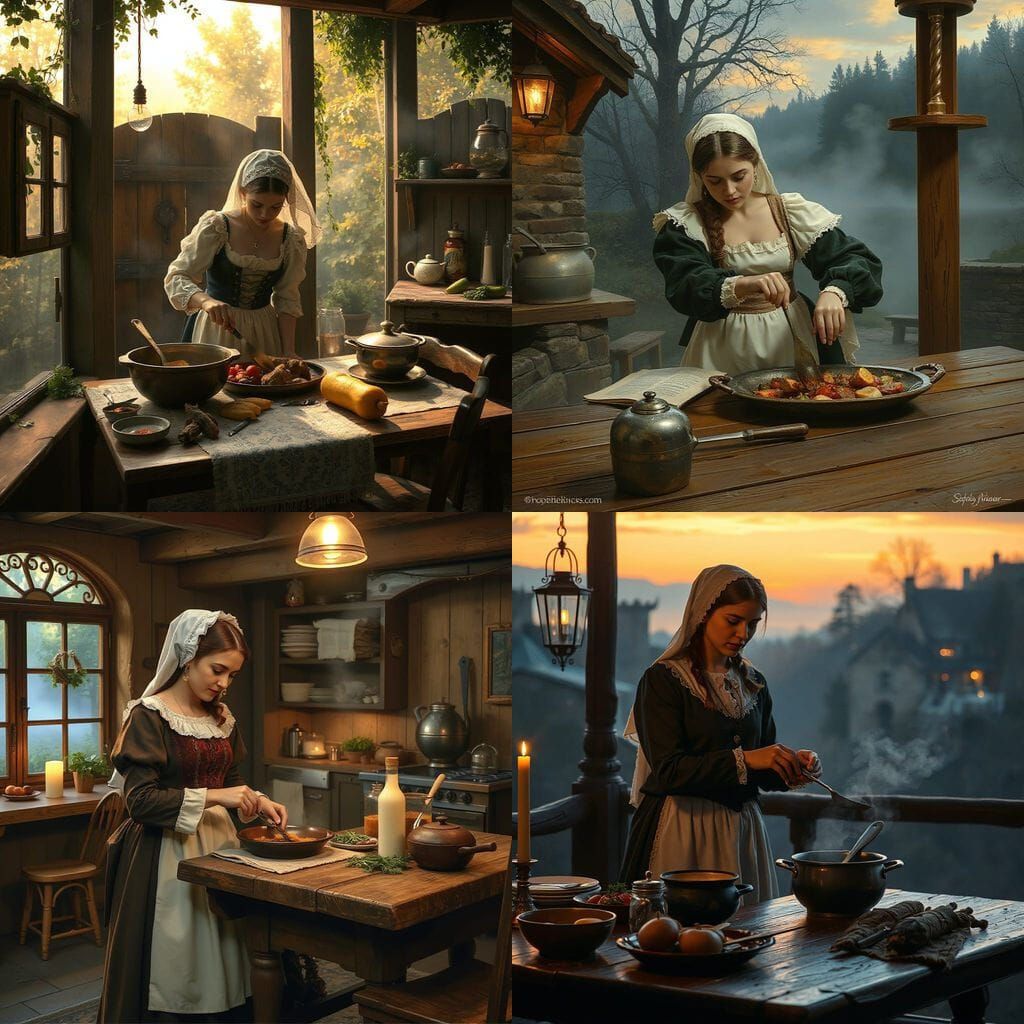 Medieval Maid Cooking: Ethereal Fantasy Evening