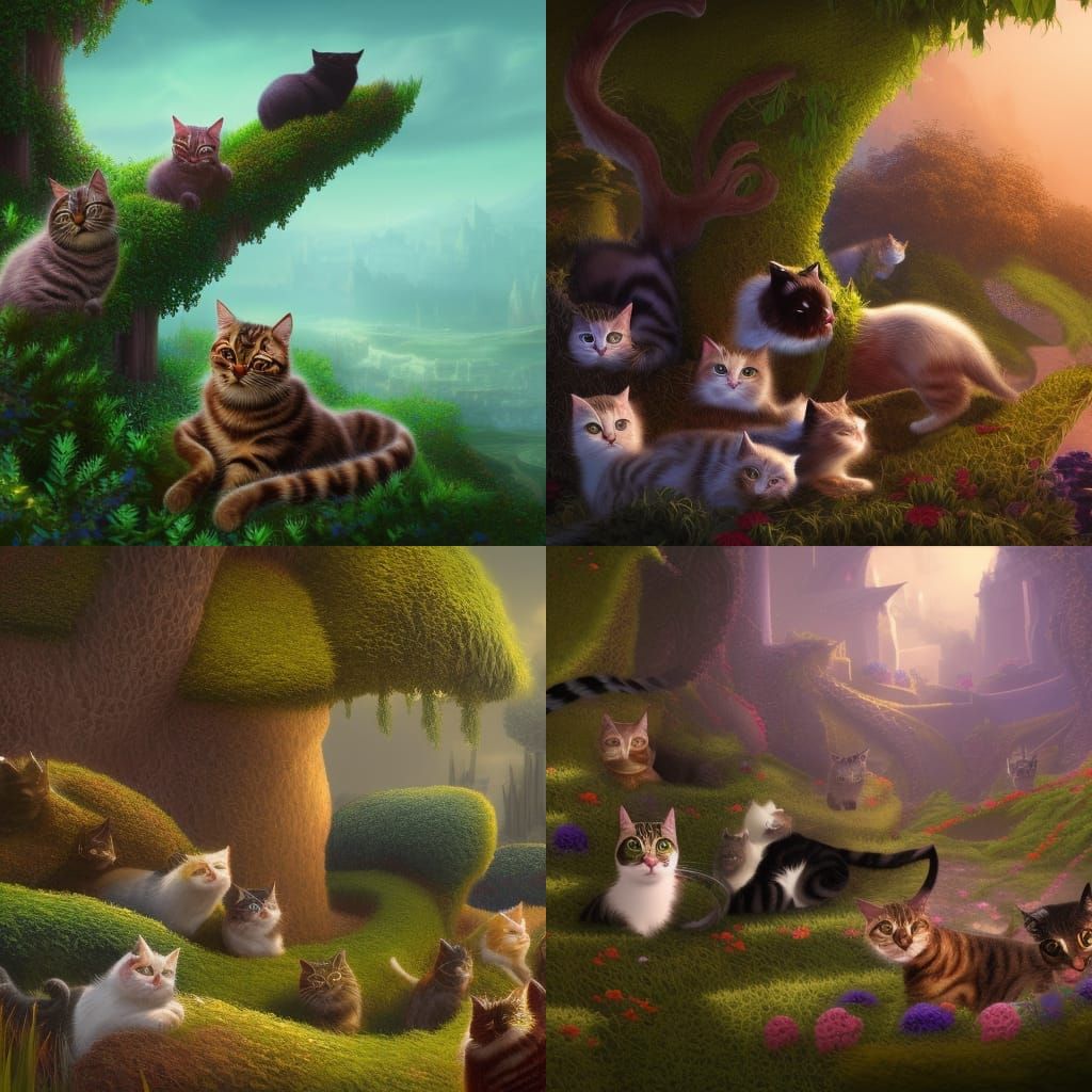 A Fantastical Hedge Made of Cats