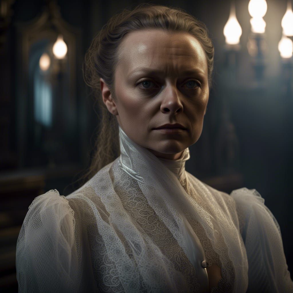 Translucent Victorian Woman in Dramatic Lighting