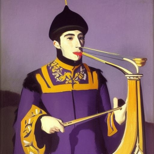 Vampire Lord in Cossack Uniform Playing Harp