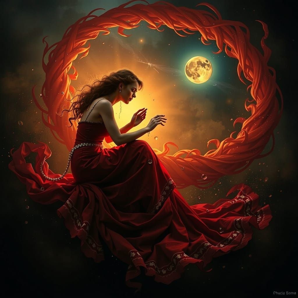 Swirling Abstract of Red Color Variations