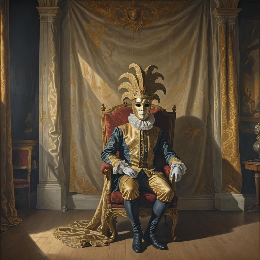 Man in Venetian Mask in Pietro Longhi Style