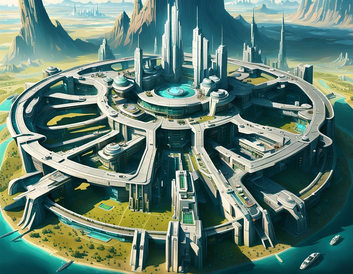 Futuristic Elven City in Cyberpunk 2099 Style