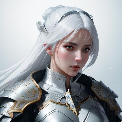 Armored Girl with Greatsword: Art Nouveau Portrait