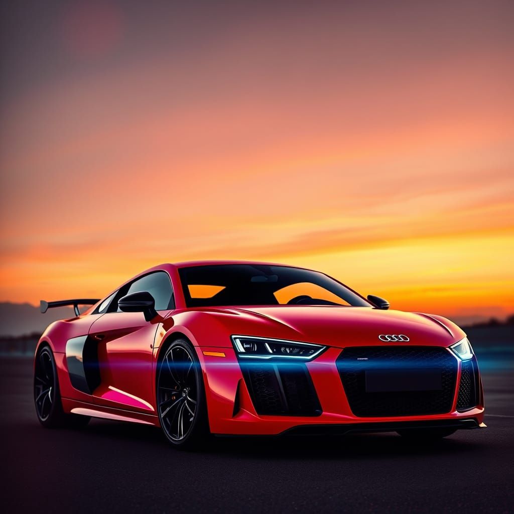 Sleek Audi R8 with Bold Bodykit in Vibrant Red and Black