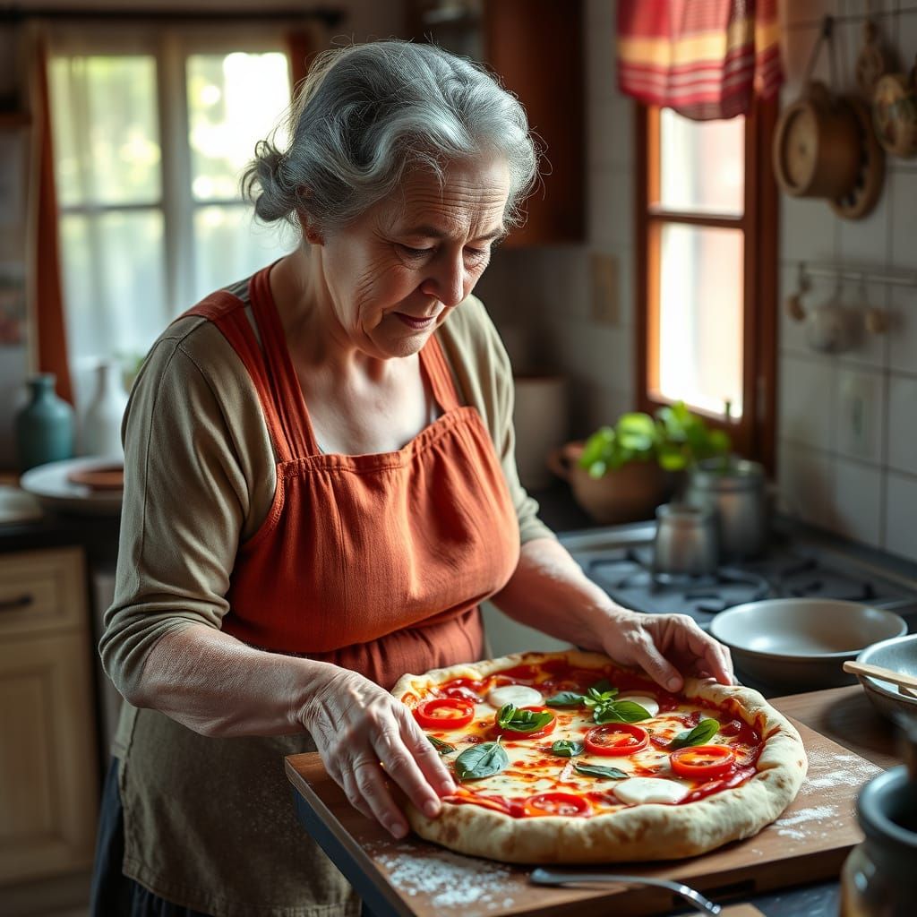 Italian Nonna Making Neapolitan Pizza