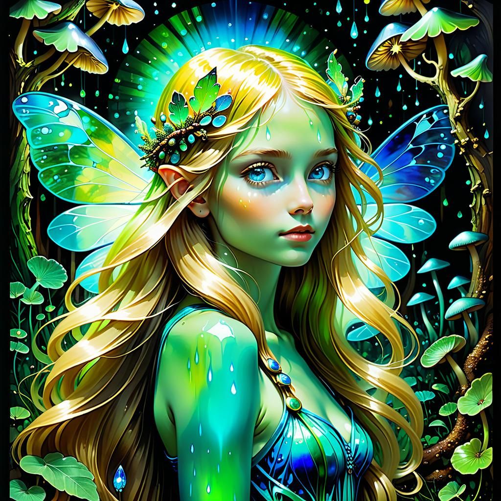 Psychedelic Fairy in Forest, Digital Art