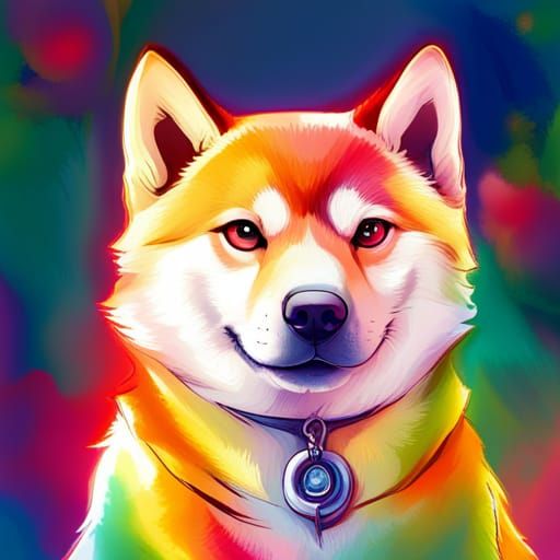 Colorful Shiba Inu in Anime Style