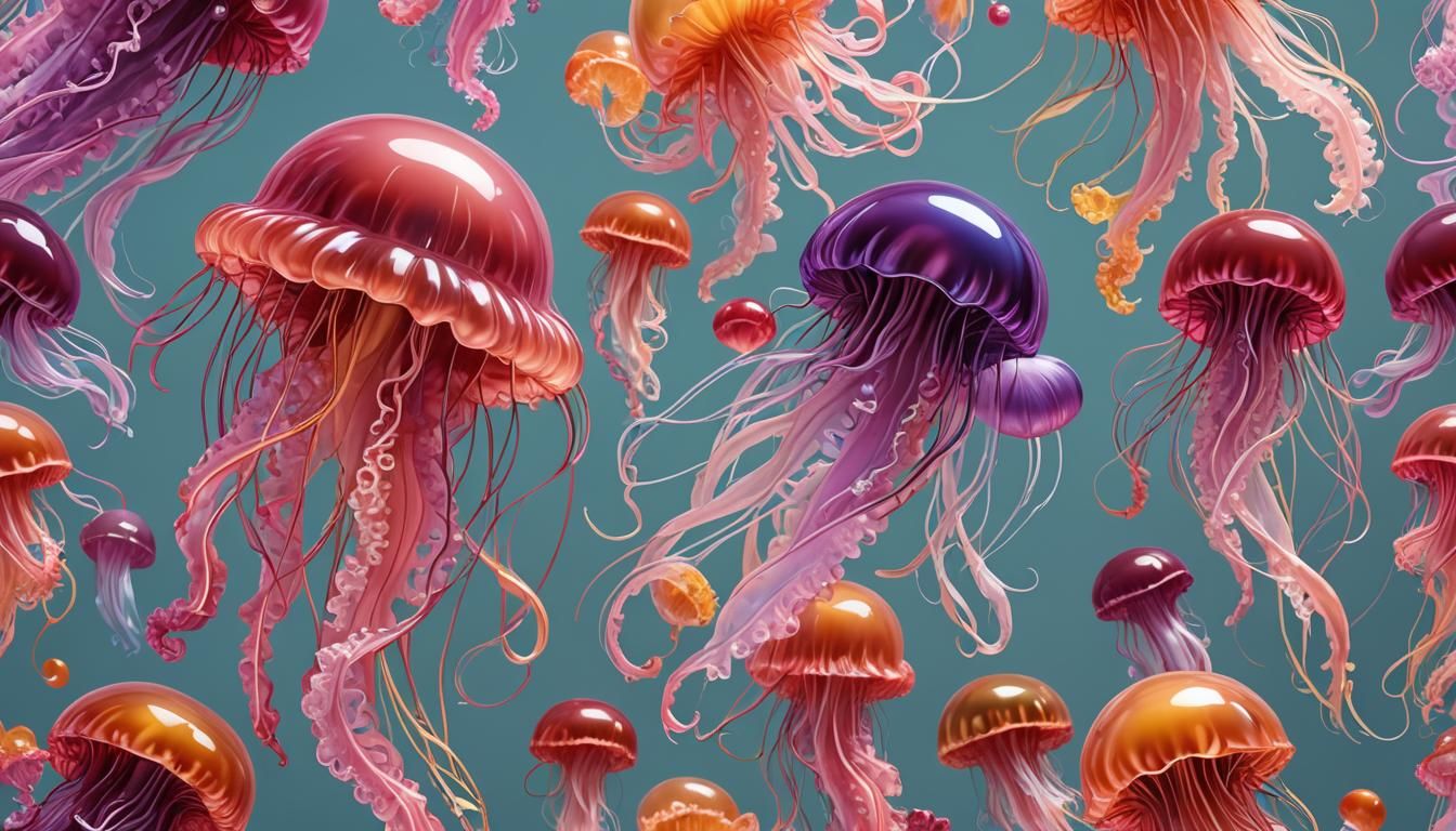 Candy Jellyfish Sculpture in Digital Illustration Style