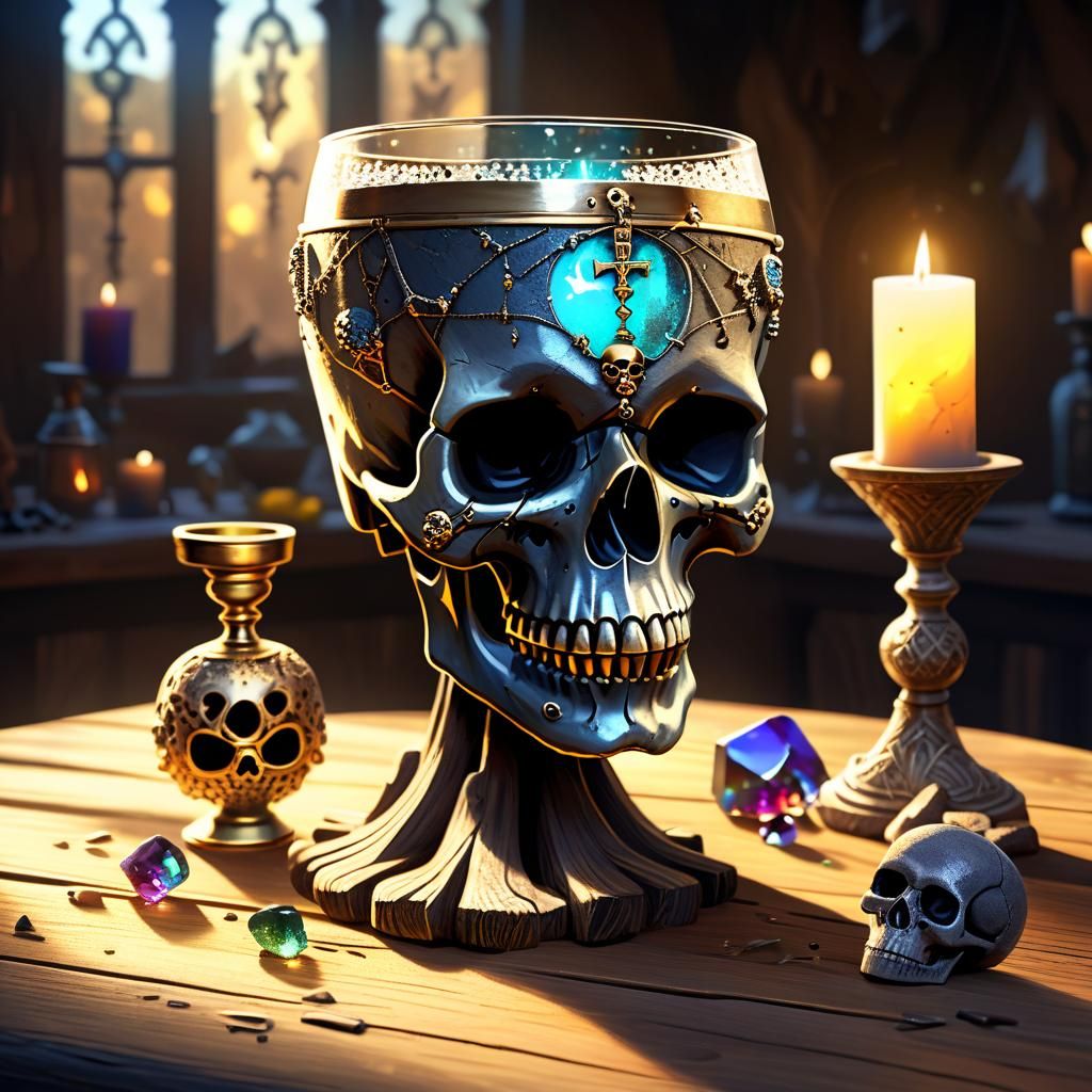 Cursed Skull Goblet Glowing with Evil Energy