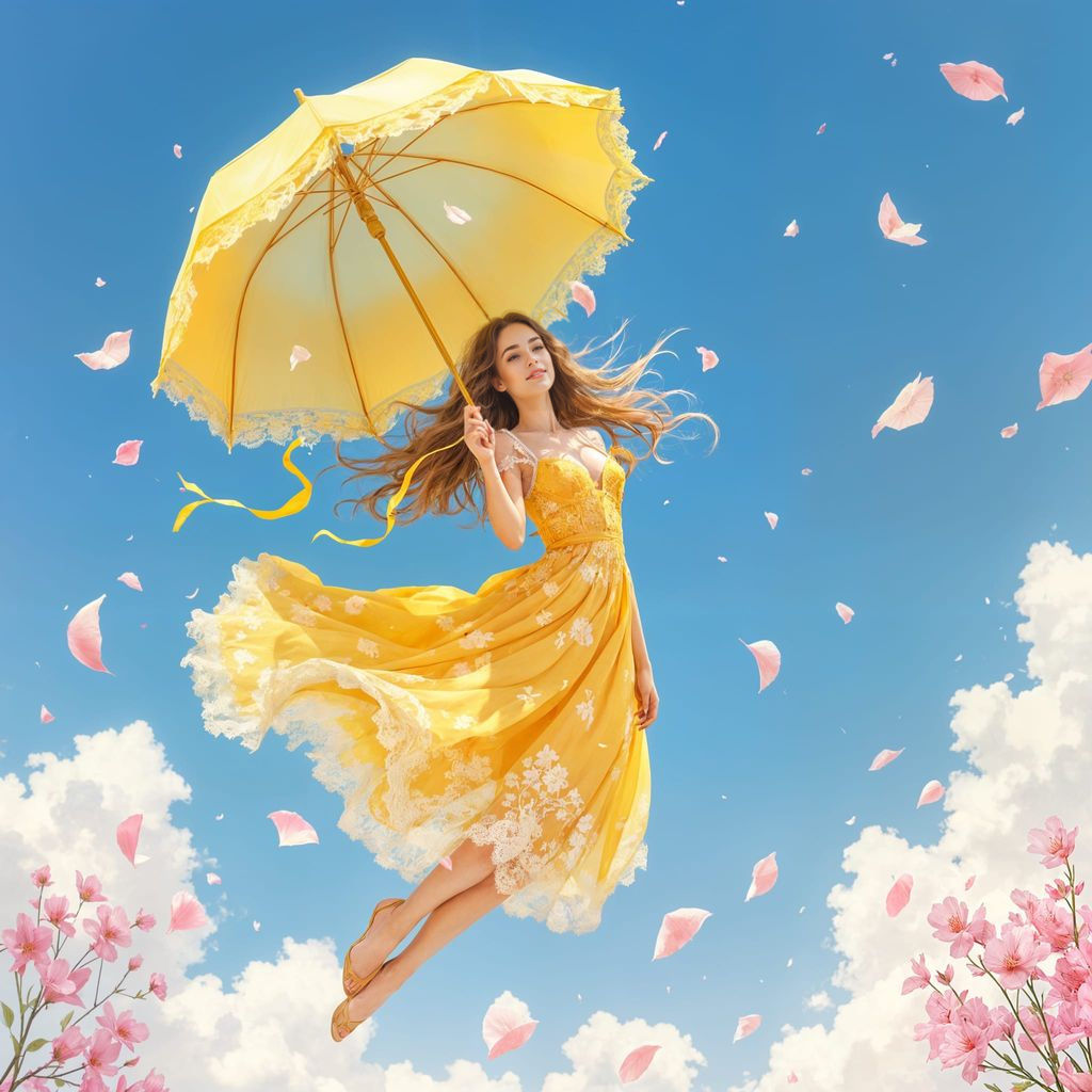 Gentle Spring Goddess Descends in Bright Yellow