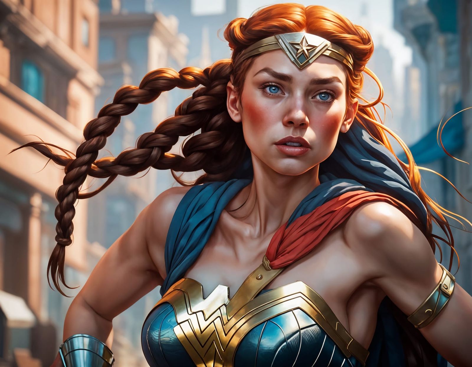 Pippi Longstocking Transformed as Cyberpunk Wonder Woman