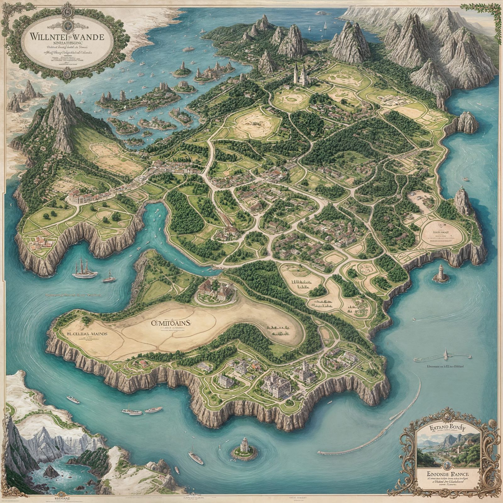 Victorian Island Map Game Card in Raffael Style