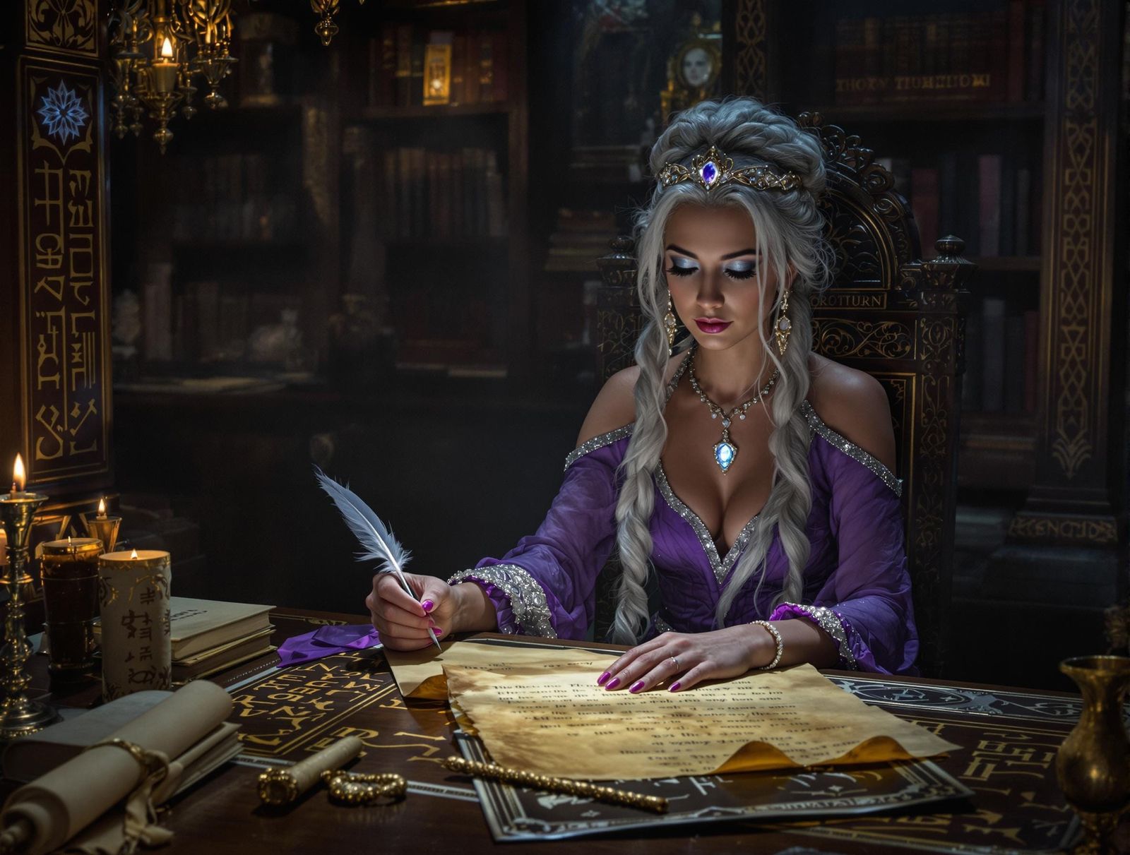 Snötra: Norse Goddess of Wisdom in Library