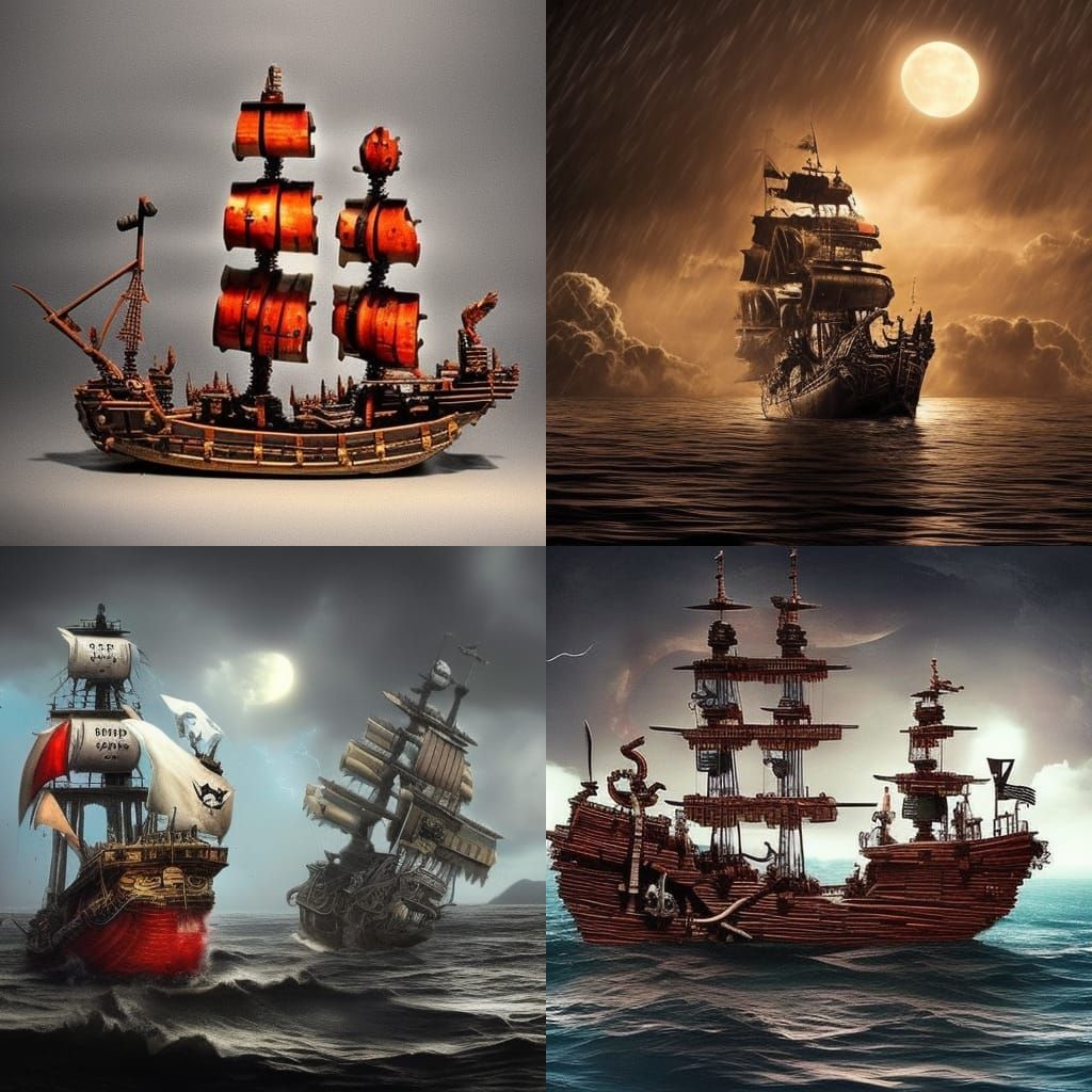 Pirate Ship Storm in Glass Bottle World