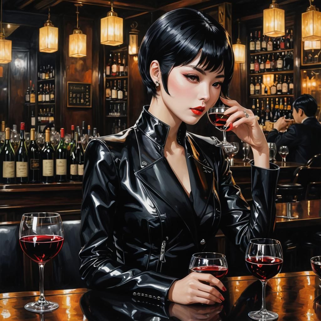 Elegant Japanese Woman in Noir Gothic Portrait