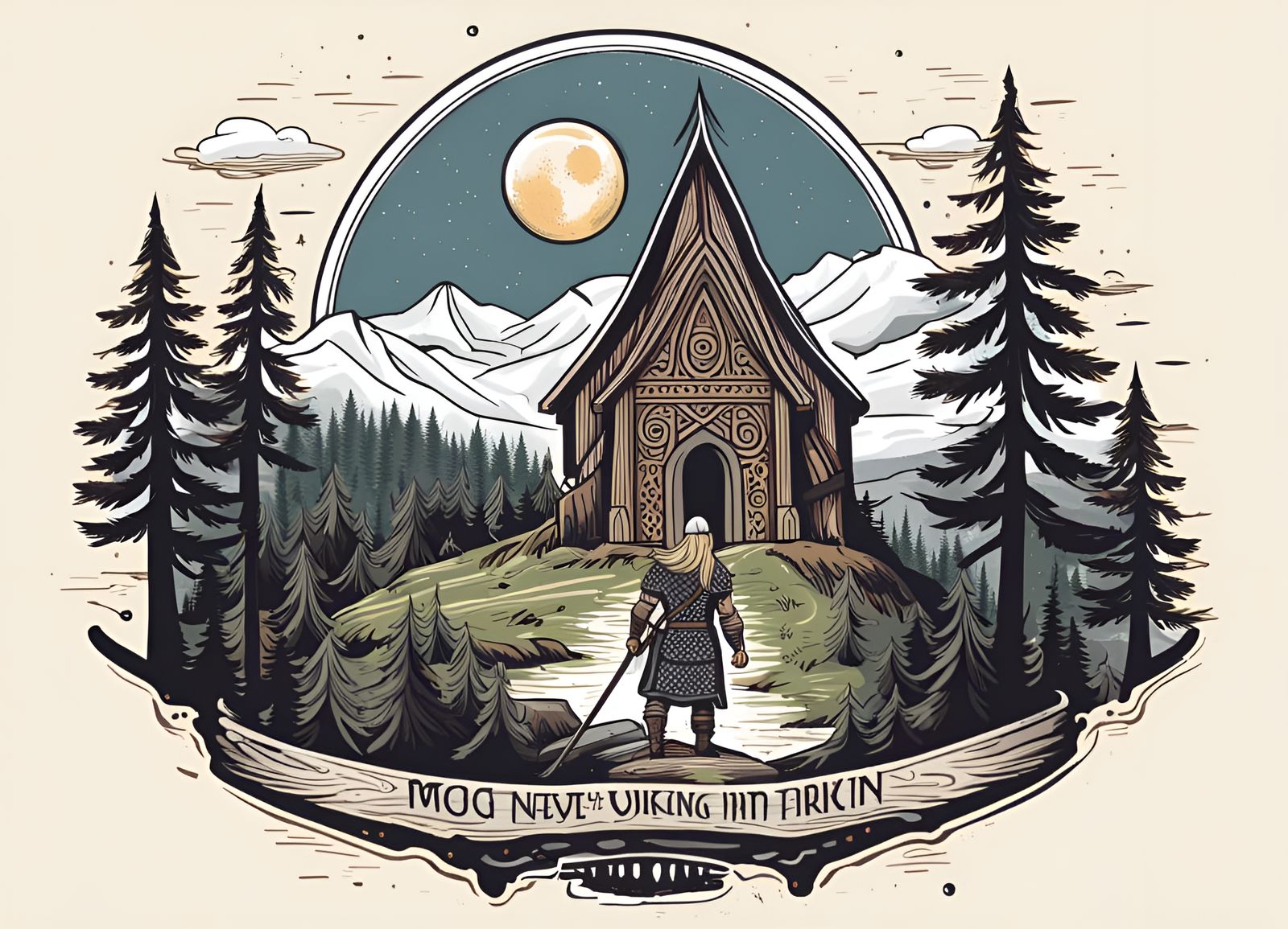 Viking Warrior Urnes Style T-Shirt Design