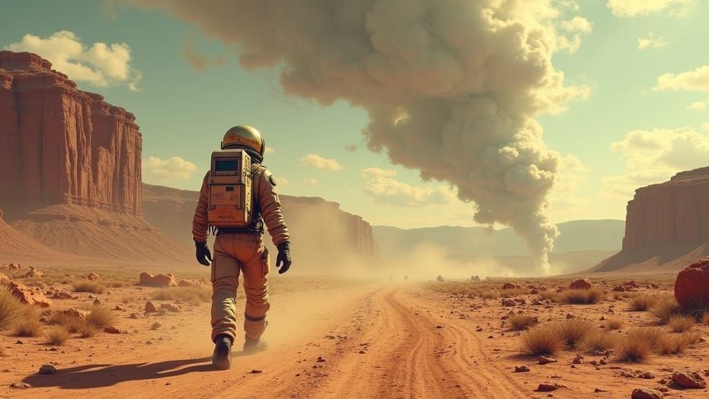 Astronaut Walks Through Ruined Las Vegas in Futuristic Apoca...