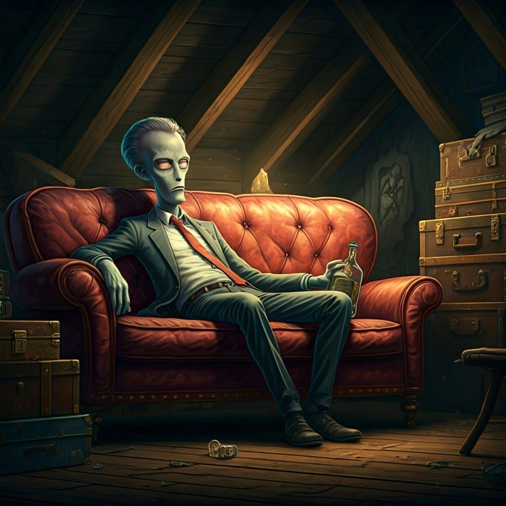 Seth MacFarlane's Roger the Alien in Attic Whiskey Scene