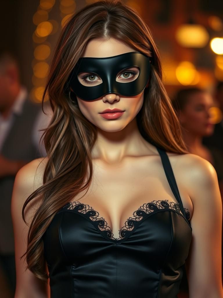 Portrait of Shy Woman in Mask with Bokeh Background