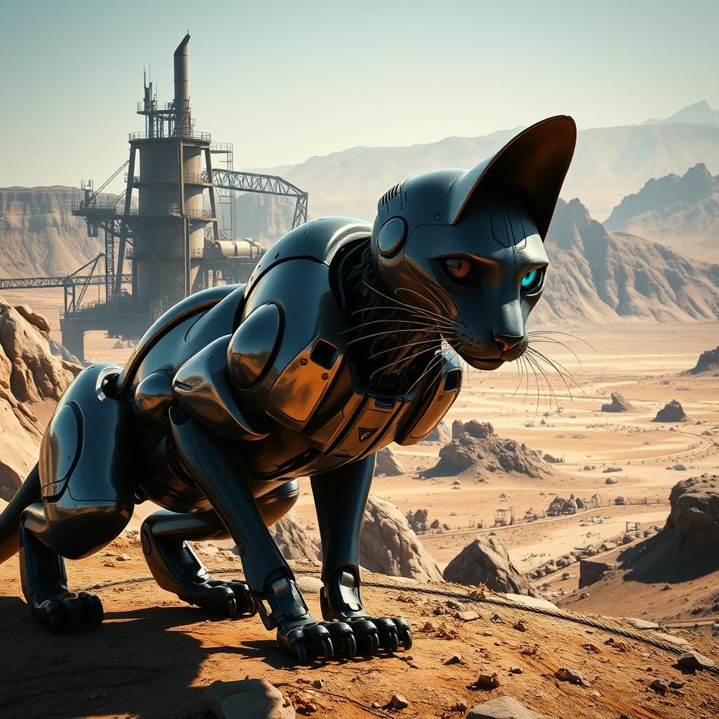 Cyborg Cat in Abandoned Mining Complex