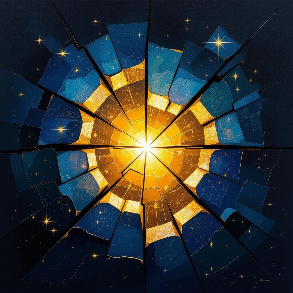 Fractured Soul Healing: Golden Light Through Iridescent Port...