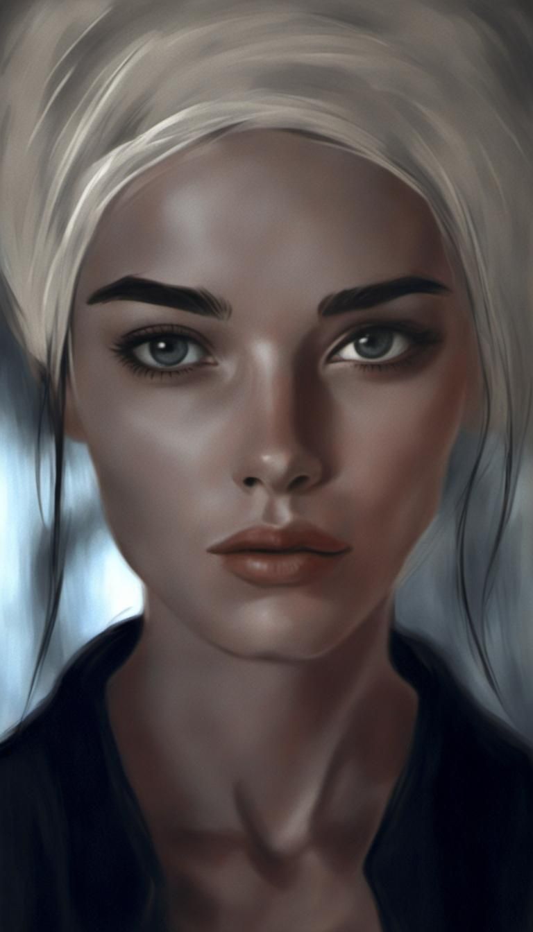 Melancholic Female Portrait in Cubist Style