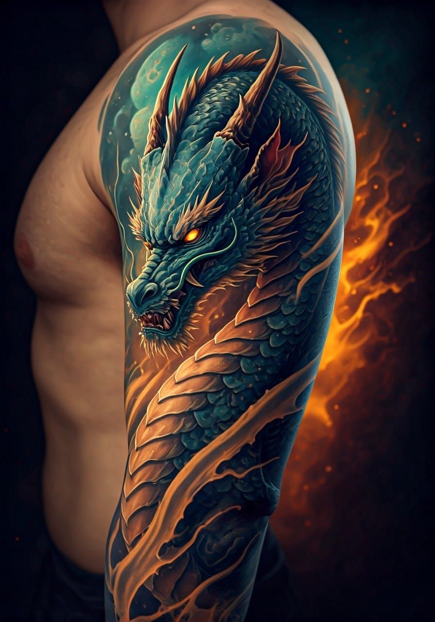 Majestic Dragon Tattoo Art in Hyperrealistic Style