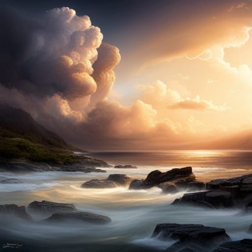 Matte Painting of Sun Obscured by Clouds