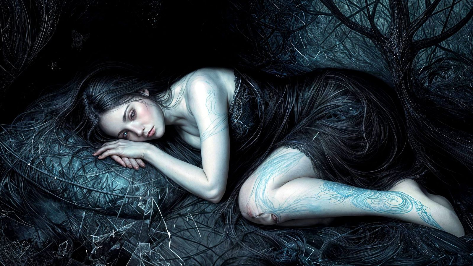 Melancholic Fantasy Art in Hyperrealism Style