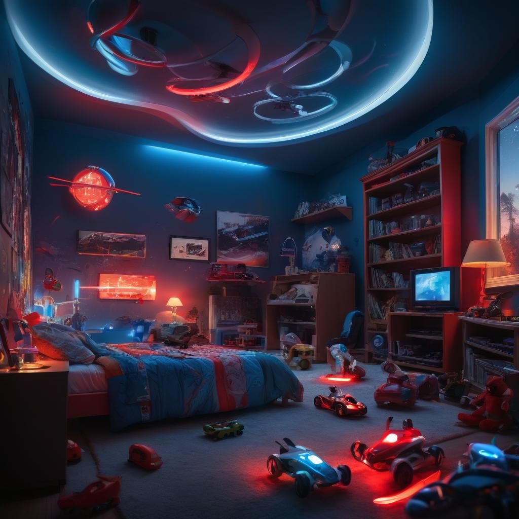 Drones Racing in Child's Bedroom, Motion Blur