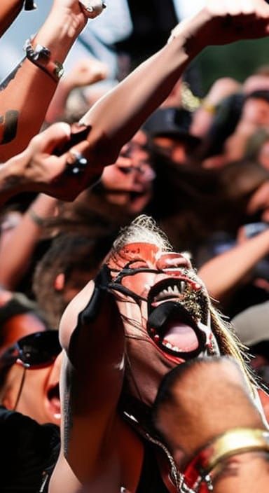 Metalhead Woman Thrasher at Concert