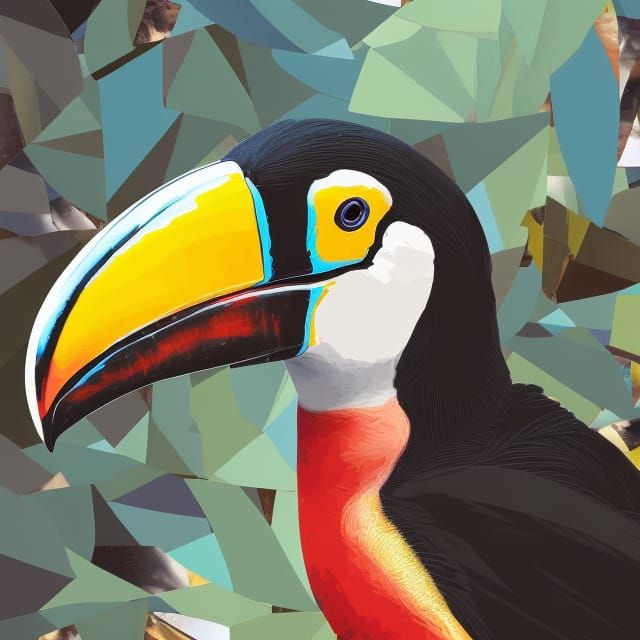 Highly Detailed Toucan Collage in Punk Style