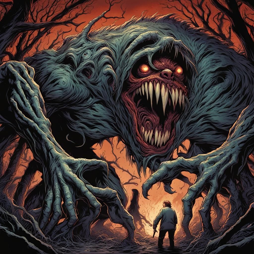 Horror Monster with Million Eyes in Comic Art Style