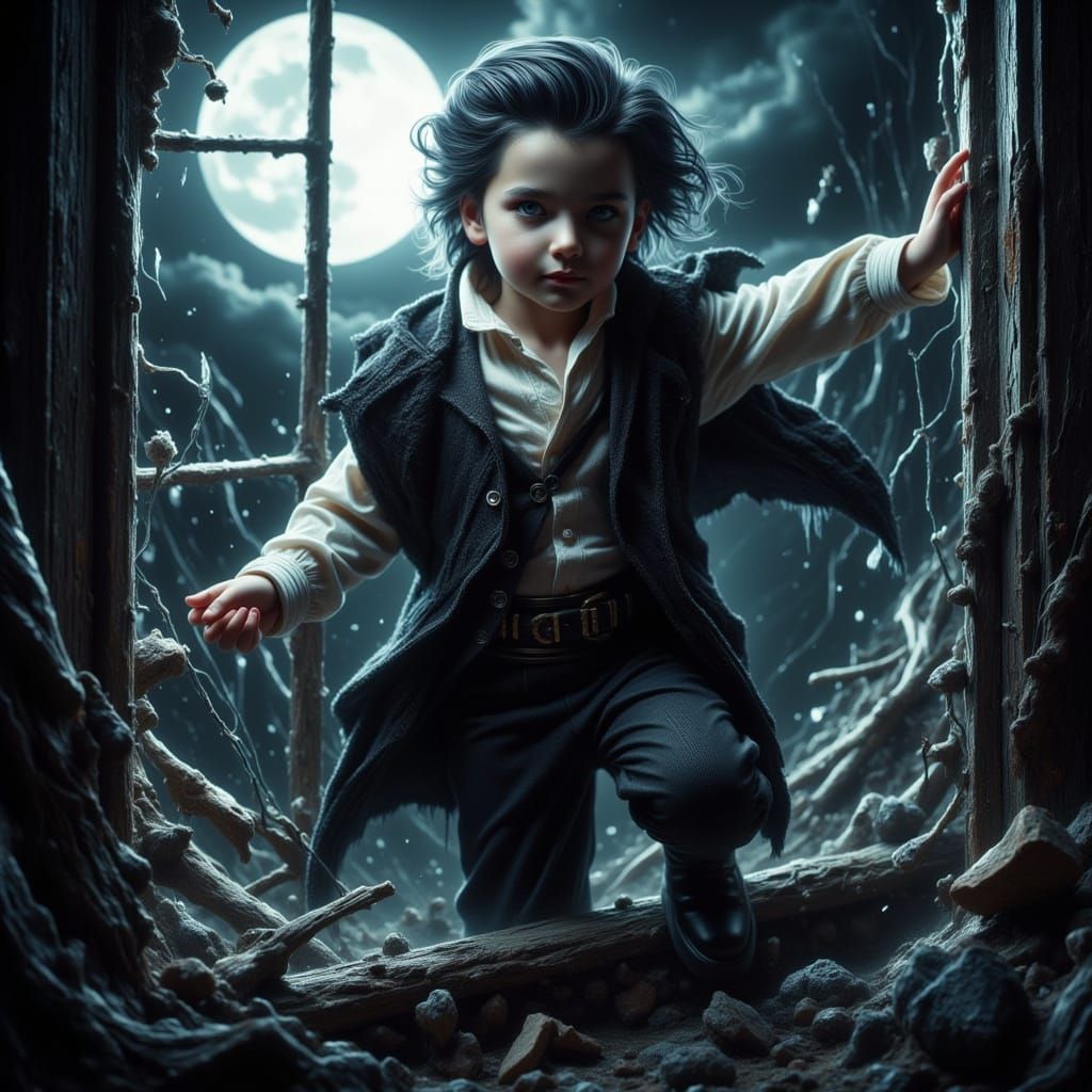 Mysterious Vampire Boy Leaps Through Shattered Window in Moo...